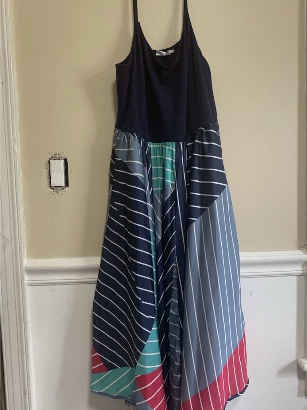 GAP Women’s Colorblock Stripe Midi Dress Size M Navy Blue Multicolor Boho Summer